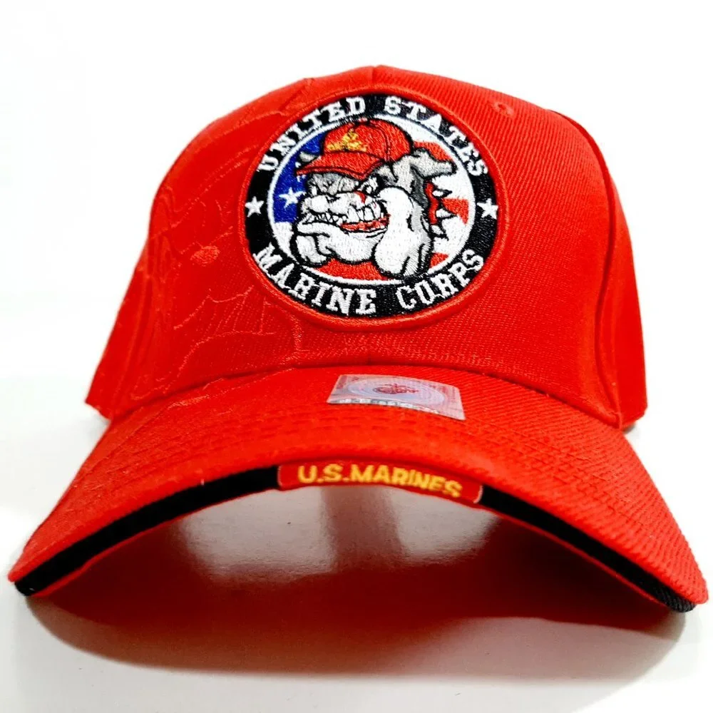 USMC Marines Marine Corps Hat Red Bulldog Round Se